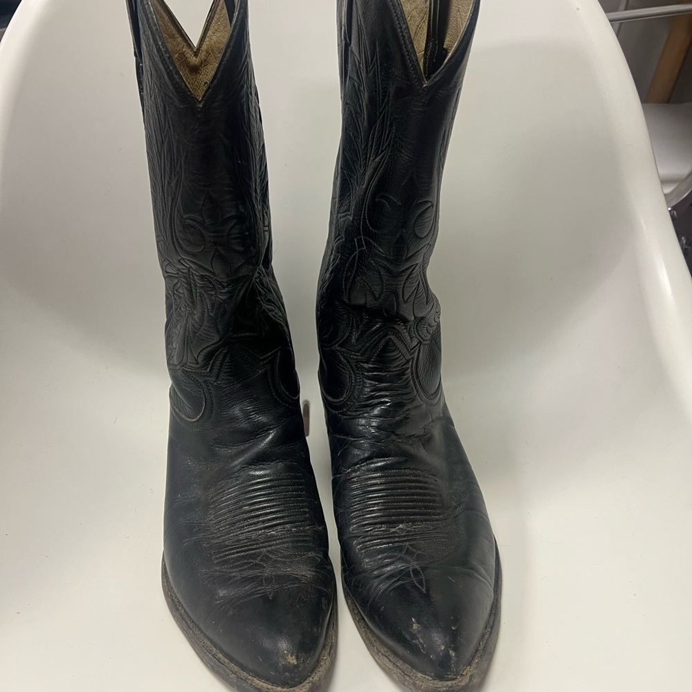 Tony Lama Black Heeled Boots